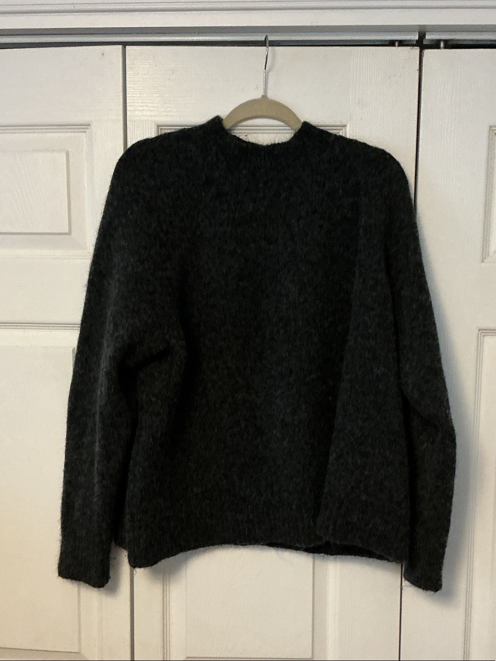 Banana Republic Dark Charcoal Fuzzy Crewneck Sweater